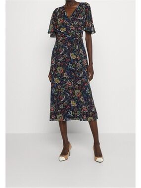 Lauren Ralph Lauren Ascot-Print Georgette Midi Dress Size 4